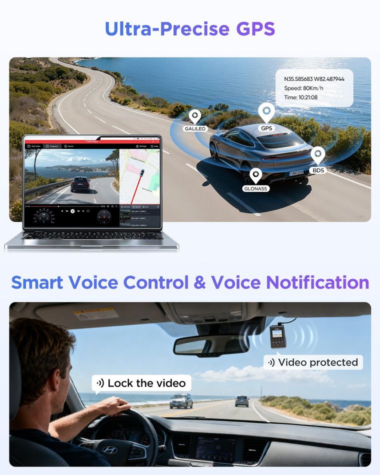 VIOFO A119M Pro hands-free voice control and built-in quad-mode GPS logger